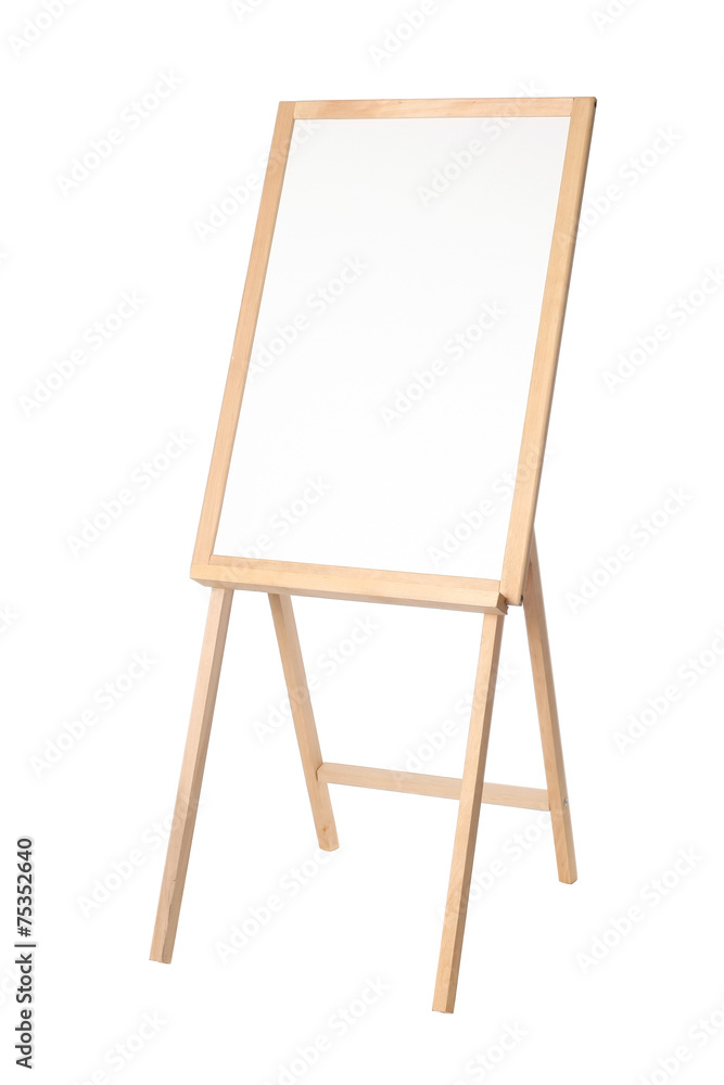 Wooden easel with a black board on white Wooden easel with a black board on white