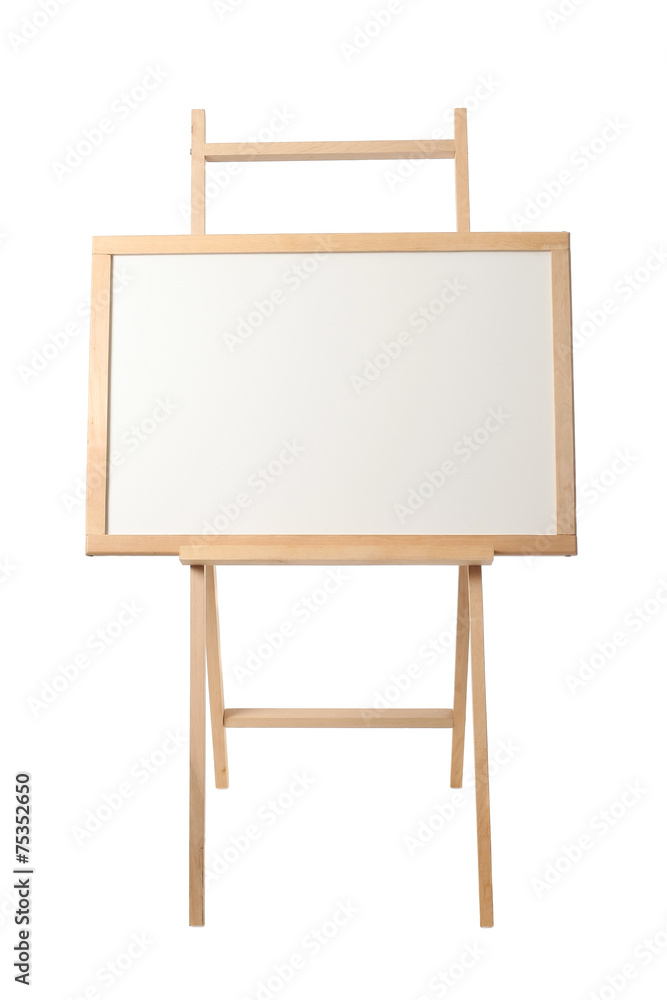 Wooden easel with a black board on white Wooden easel with a black board on white
