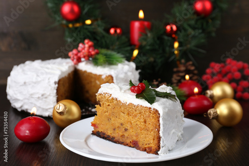 Wallpaper Mural Slice of cake covered cream with Christmas decoration Torontodigital.ca