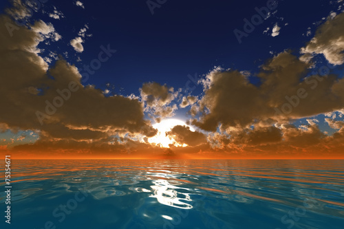rays in clouds over ocean © tugolukof