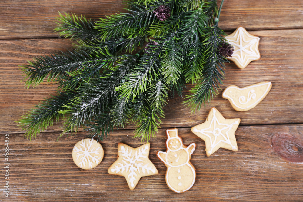 Gingerbread cookies with Christmas decoration Gingerbread cookies with Christmas decoration
