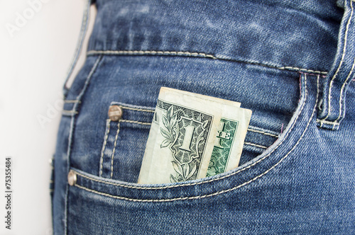 woman s pocket with dollar