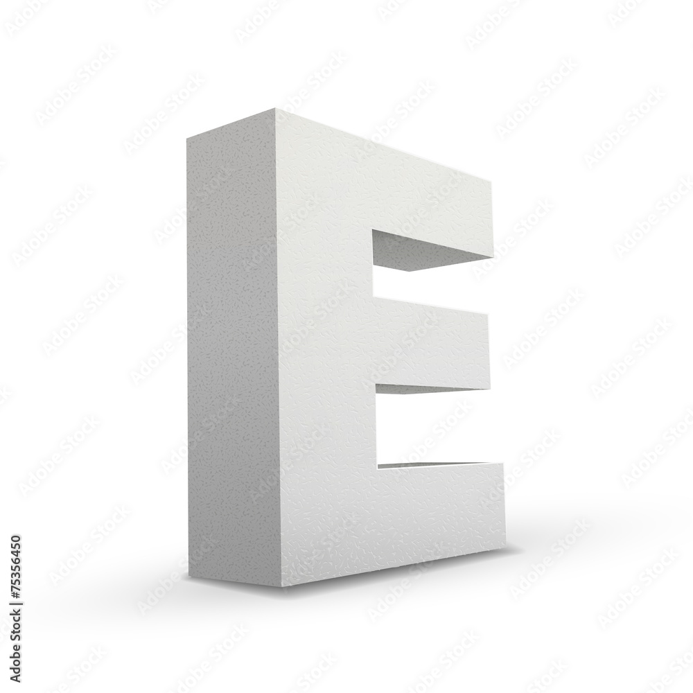 white letter E white letter E