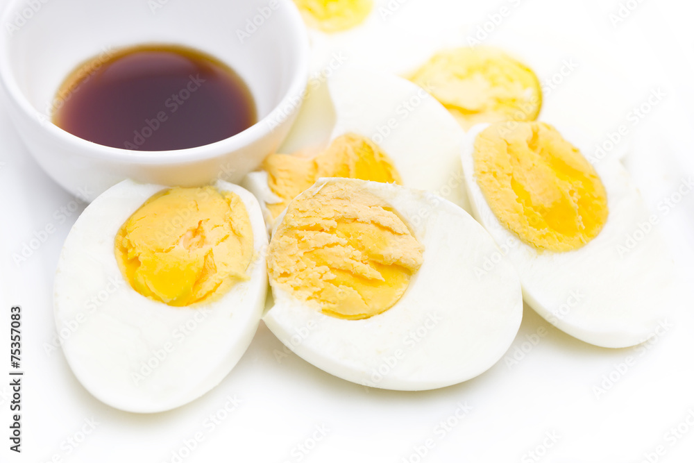 Hard boiled Eggs on white background Hard boiled Eggs on white background