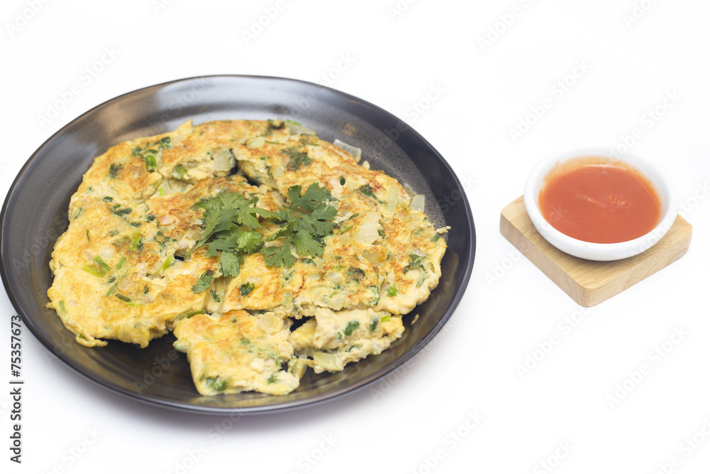 omelet, Thai style fried egg omelet, Thai style fried egg