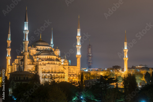 Blue Mosque in Istanbul at night