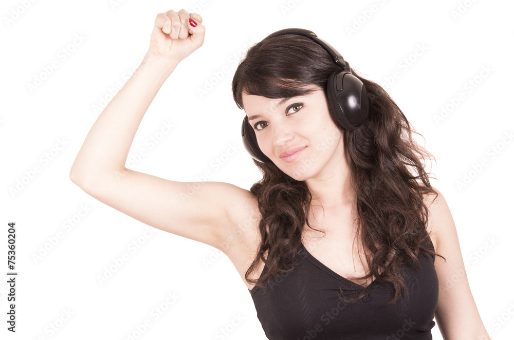 beautiful young trendy girl using headphones beautiful young trendy girl using headphones