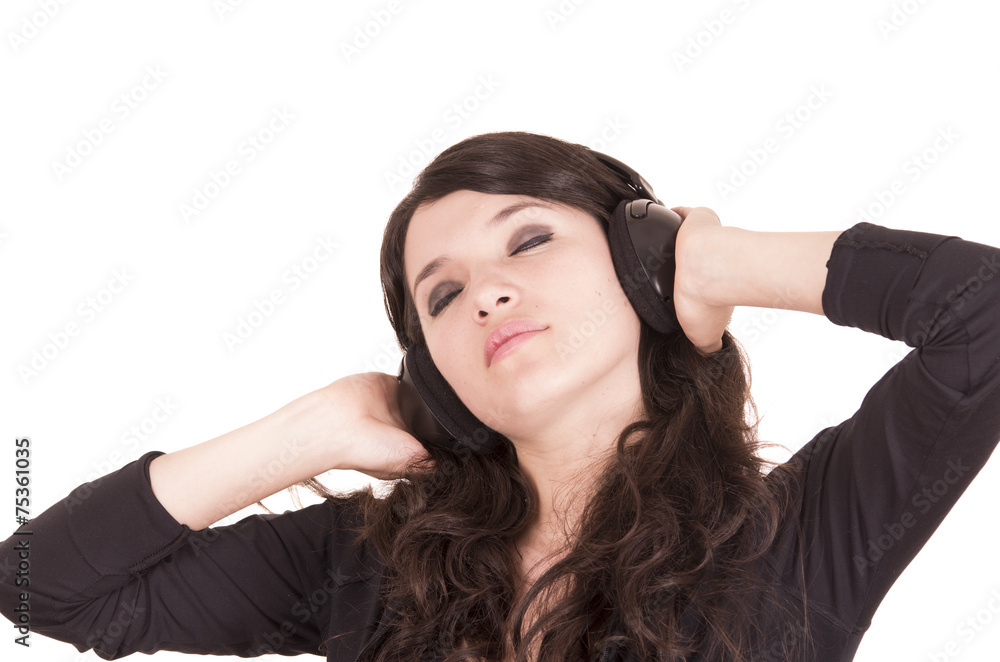 beautiful young trendy girl using headphones beautiful young trendy girl using headphones