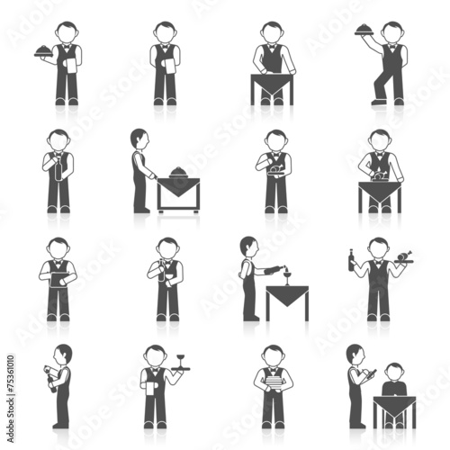 Waiter Man Icon Black