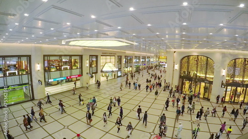 Slow motion video of people in a shopping mall in Japan