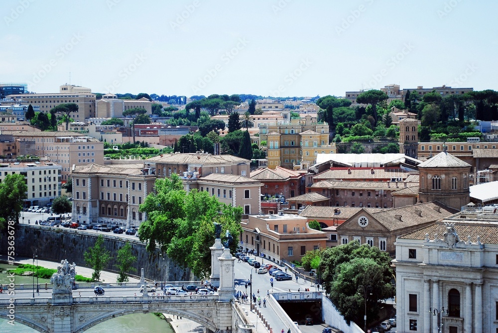 Rome city aerial view from San Angelo castle
