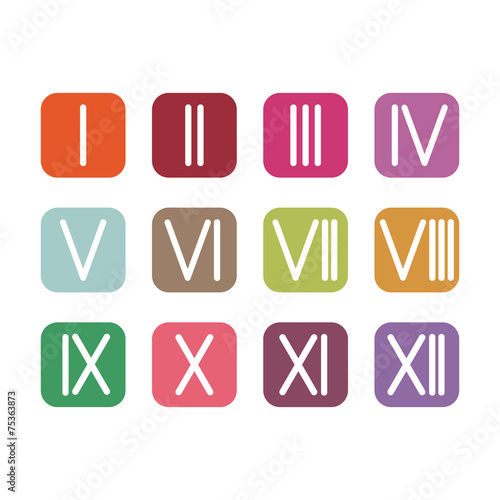 Set Roman numerals 1-12 icon. vector