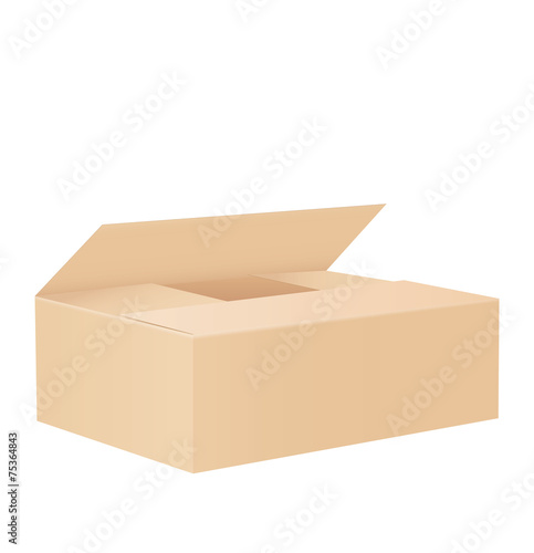 Cardboard box taped up and isolated on a white background.