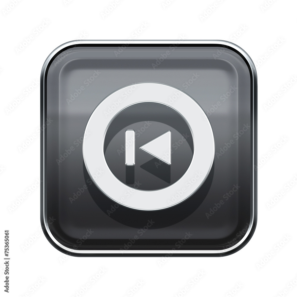 Rewind Back icon glossy grey, isolated on white Rewind Back icon glossy grey, isolated on white