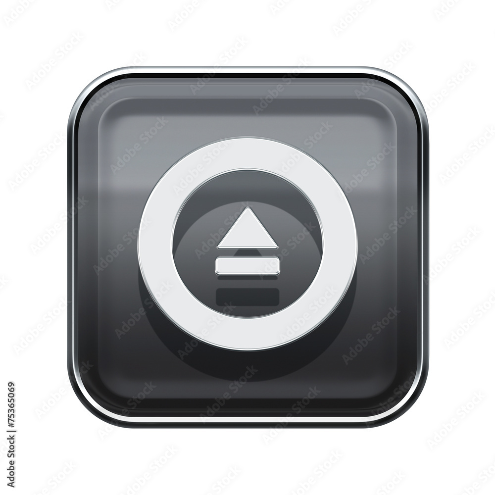 Eject icon glossy grey, isolated on white background Eject icon glossy grey, isolated on white background