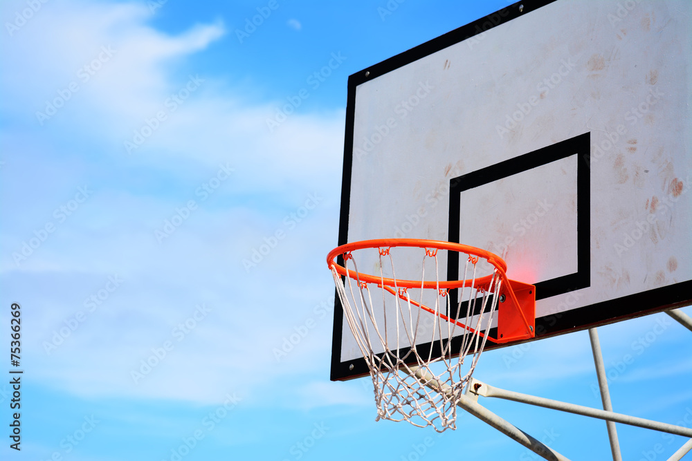 basketball hoop under a clear sky