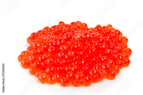 Red caviar in a white background