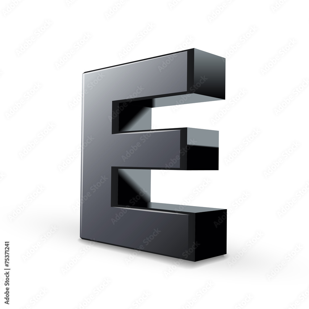 glossy black alphabet E glossy black alphabet E