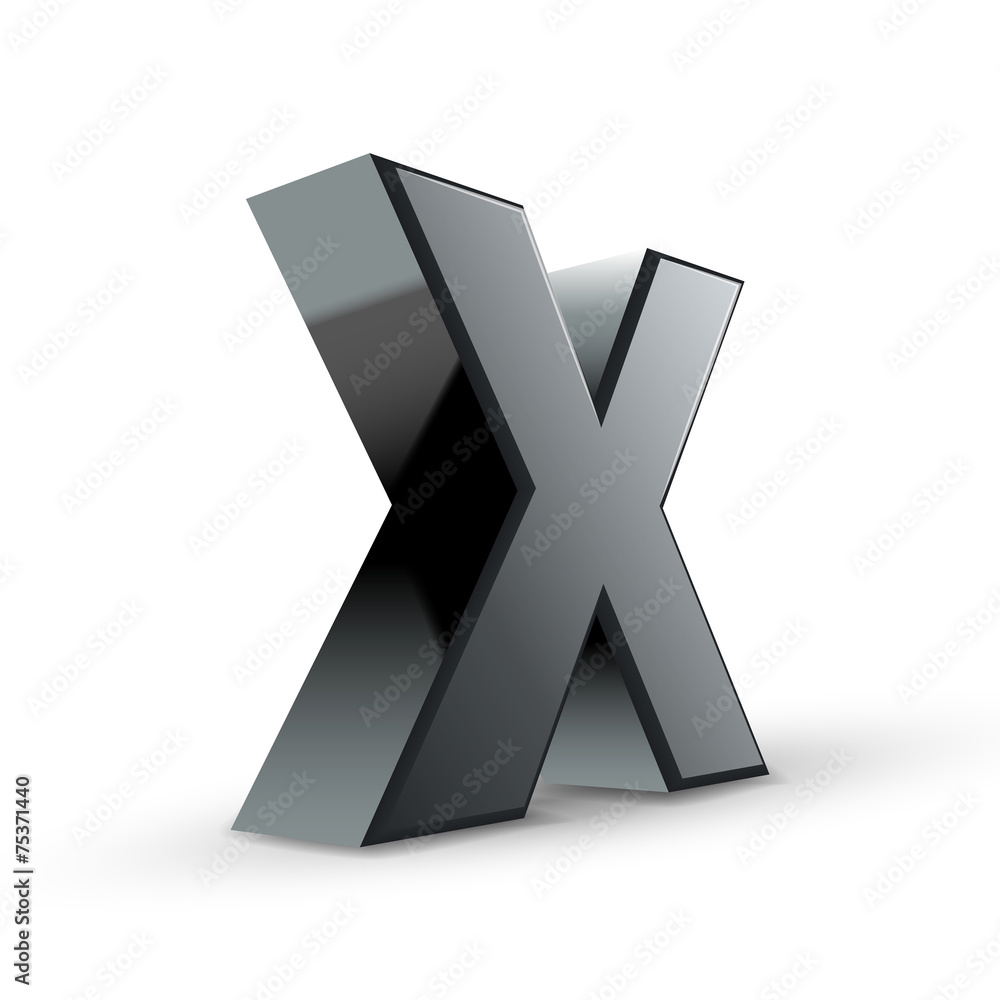 glossy black alphabet X glossy black alphabet X