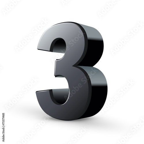 glossy black number three