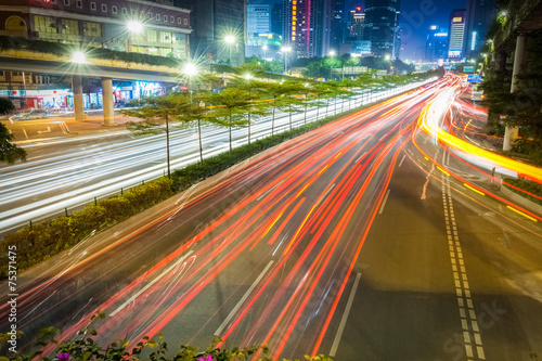 city road at night  on rush hour traffic © chungking