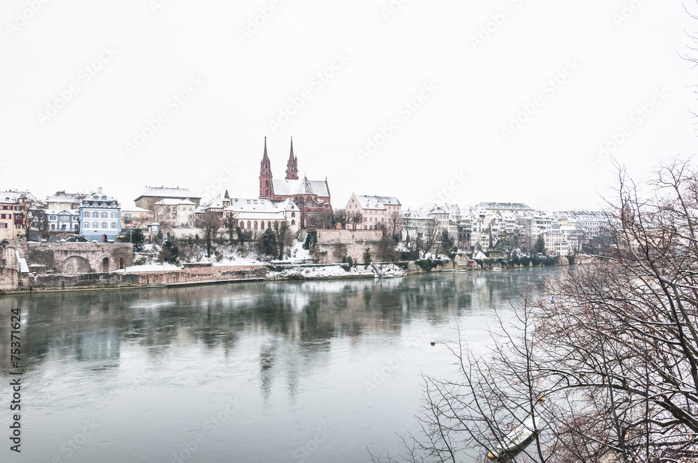 Basel, Altstadt, Grossbasel, Rhein, Münster, Winter, Schweiz