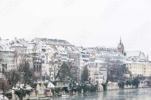 Basel, Altstadt, Grossbasel, Rhein, Rheinufer, Winter, Schweiz
