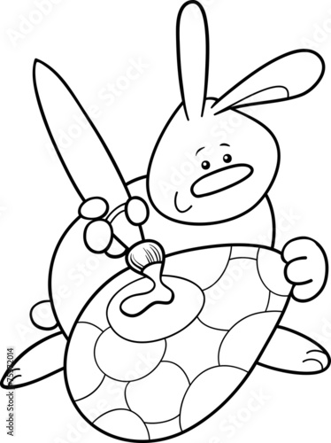 easter bunny painting egg coloring page
