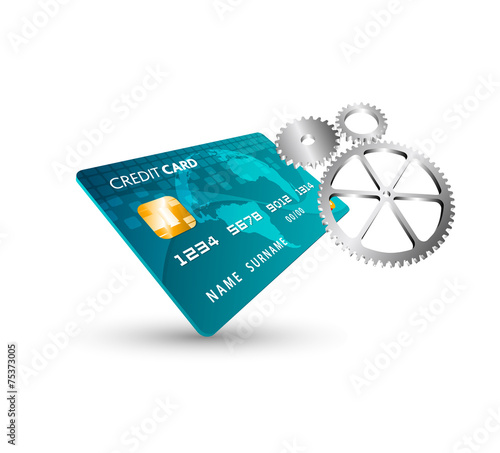 carta di credito, ingranaggi, denaro, finanza