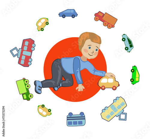 A boy plays in a chauffeur