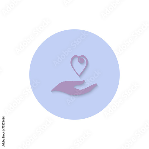 Icon flat element design heart in hand