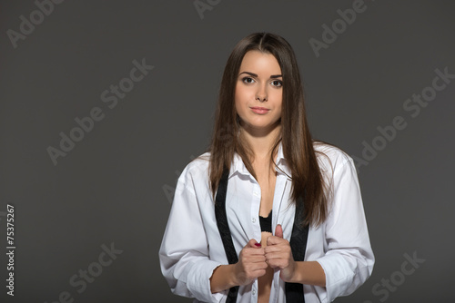 Canvas Print Sexy young Caucasian brunette woman