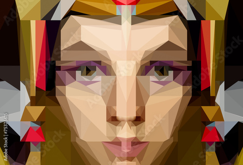 portrait of a young woman in polygon illustration