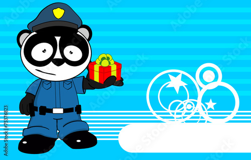 panda bear cop cartoon background card6 photo