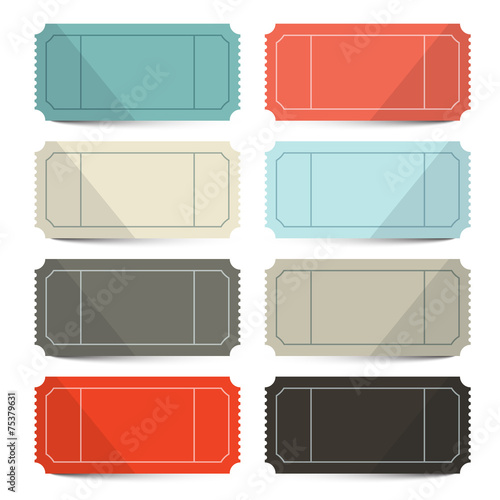 Retro Vector Empty Tickets Set Isolated on White