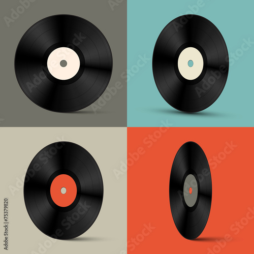 Retro Vector Vinyl Records Set Illustration