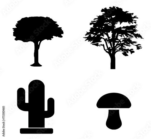 Plantes et arbres en 4 icônes