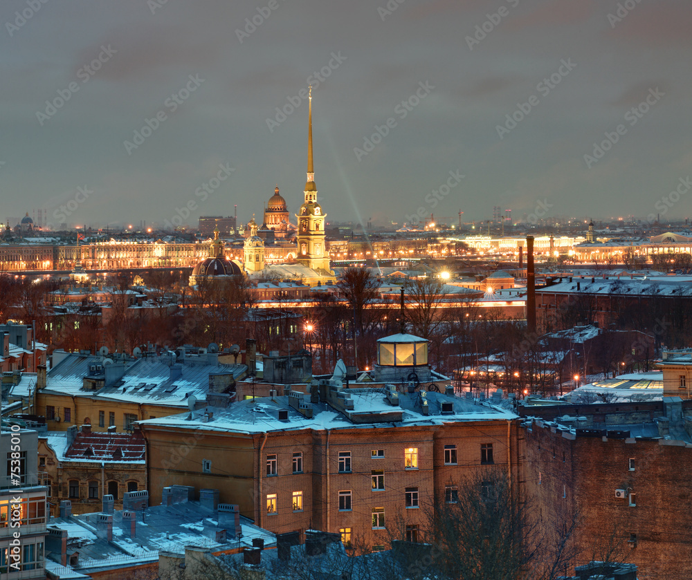 Saint-Petersburg building residential on  background of Peter an