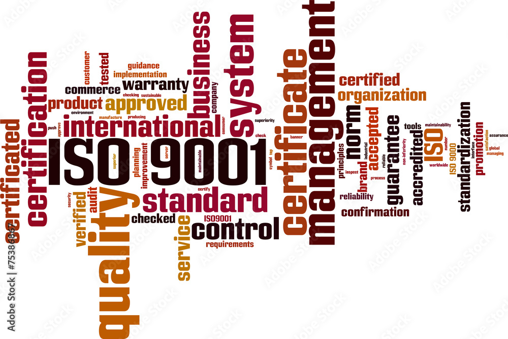 ISO 9001 word cloud concept. Vector illustration ISO 9001 word cloud concept. Vector illustration
