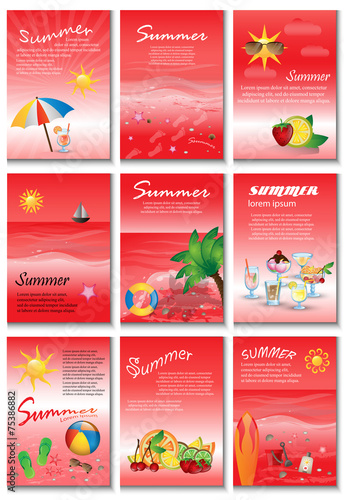 Summer Placard Template Set - Vector Illustration, Graphic Design, Editable For Your Design