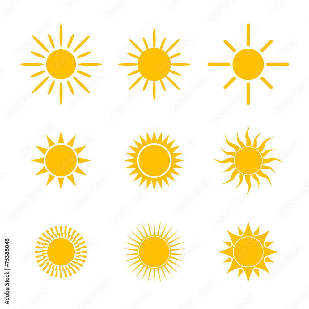 outline sun yellow symbol Stock Vector | Adobe Stock