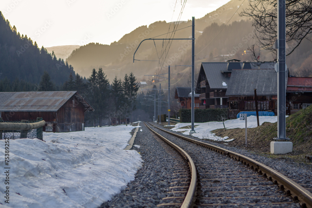 Railway to mountains, Switzerland
