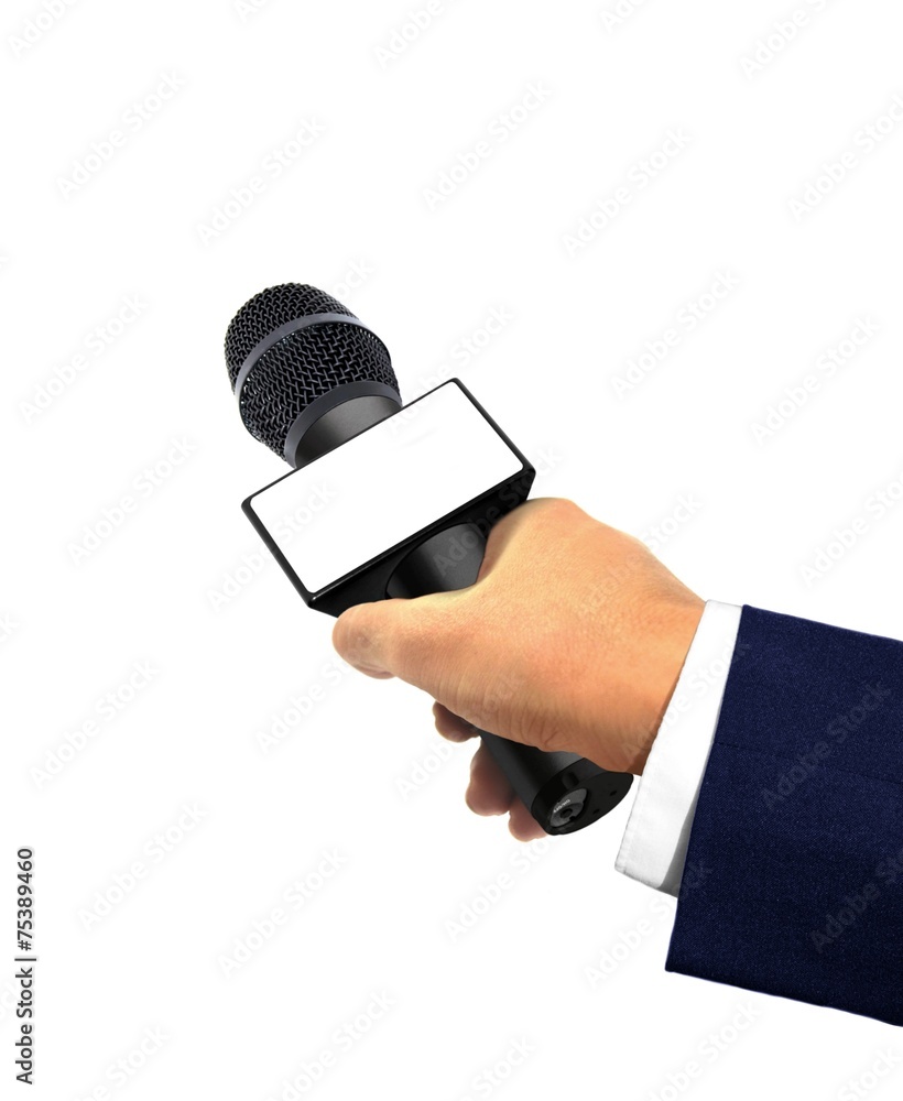 Hand Holding Microphone for Interview Stock-bilde | Adobe Stock