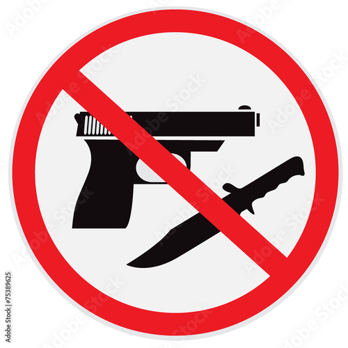 No weapon allowed, prohibited, sign photo