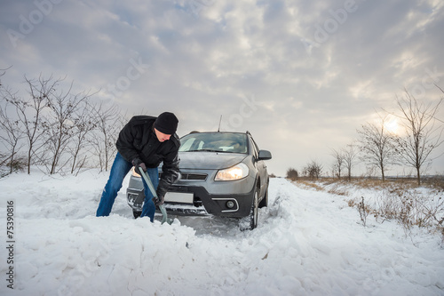 Car stuck in snow