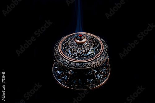 A Bronze Censer with Incense Smoke