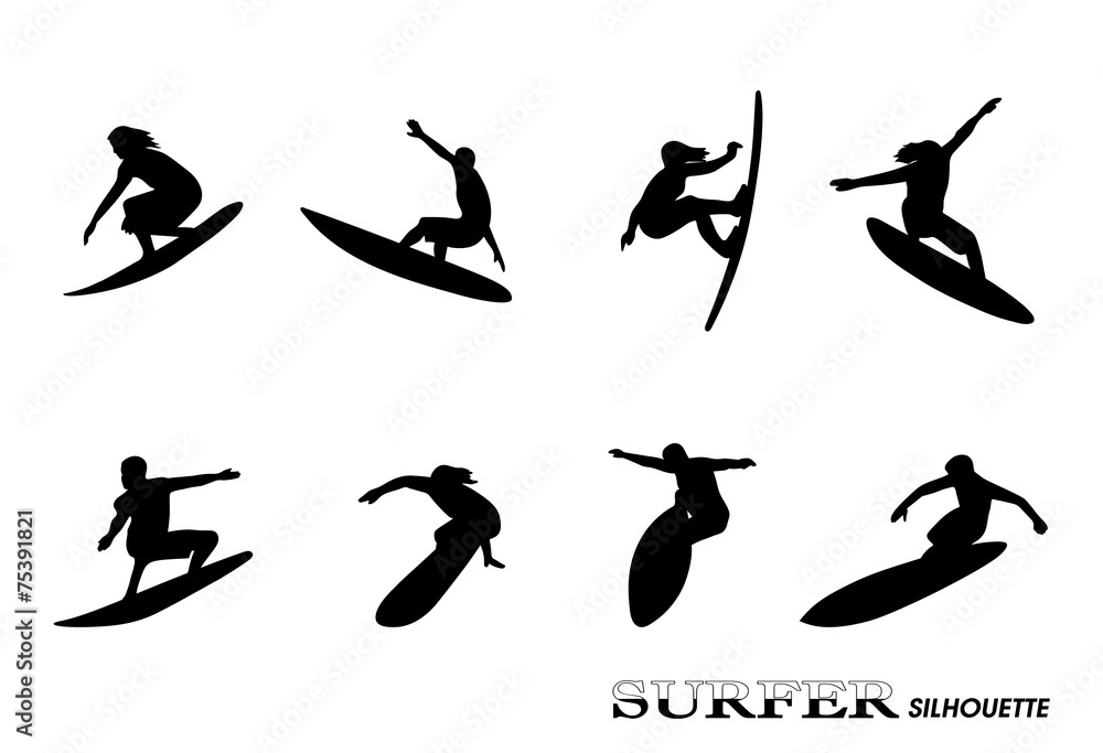 surfer on waves an illustration on a white background