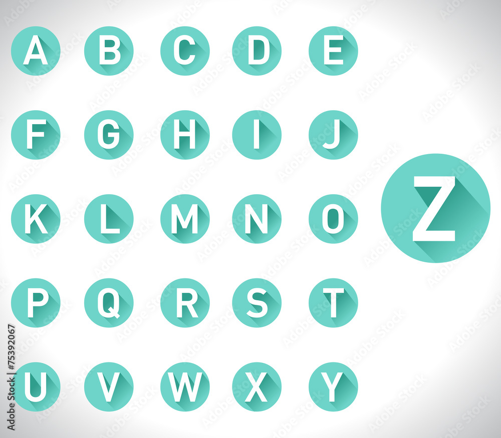 Long flat shadow alphabet on white background - vector eps10 Long flat shadow alphabet on white background - vector eps10