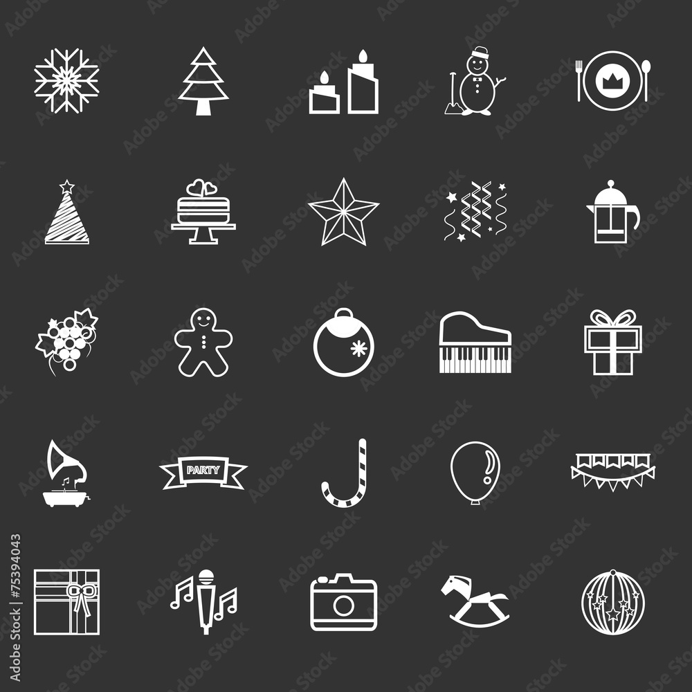 New year and christmas line icons on gray background New year and christmas line icons on gray background