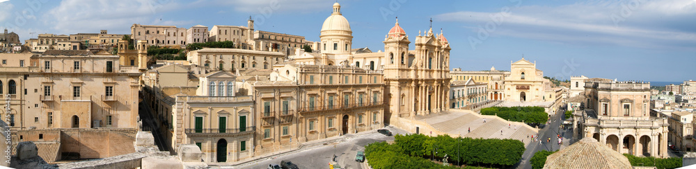 Panorama of the town of Noto on Italy